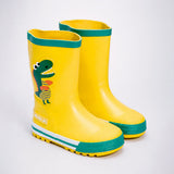 Mr. Yelosaur Stripe, Flexible Rubber Rain Gumboots for Toddlers and Kids