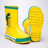 Mr. Yelosaur Stripe, Flexible Rubber Rain Gumboots for Toddlers and Kids