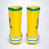 Mr. Yelosaur Stripe, Flexible Rubber Rain Gumboots for Toddlers and Kids