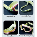 Pink White 2 Border Anti Fog UV Protection Leakproof Design Swim Goggles for Kids, 4yrs - 10yrs