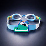 Blue & Green Croc Face, Anti Fog UV Protection Leakproof Design Swim Goggles for Kids, 5yrs - 10yrs