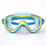 Snorkelling Scuba Diving Mask, Blue Neon Green Anti Fog underwater snorkelling Goggles for Kids & Adults, 10yrs and above