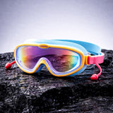 Blue, Orange & Red Anti-Fog UV Protection Leakproof Swim Goggles for Kids, 4-10 Years