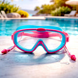 Blue & Pink Anti-Fog UV Protection Leakproof Swim Goggles for Kids, 7-15 Years