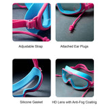 Blue & Pink Anti-Fog UV Protection Leakproof Swim Goggles for Kids, 7-15 Years