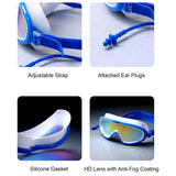 Blue & White Anti-Fog UV Protection Leakproof Swim Goggles for Kids, 7-15 Years