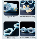 Blue & Yellow Dog Face, Anti Fog UV Protection Leakproof Design Swim Goggles for Kids, 5yrs - 10yrs