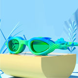 Fluoroscent Green & Blue Fishtail Designed Frame, Anti Fog UV Protection Leakproof Design Swim Goggles for Kids, 3 years-8 years