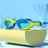 Yellow & Blue Fishtail Designed Frame, Anti Fog UV Protection Leakproof Design Swim Goggles for Kids, 3 years-8 years
