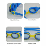 Junior Blue Yellow Anti Fog UV Protection Leakproof Design Swim Goggles for Kids, 3 years-8 years
