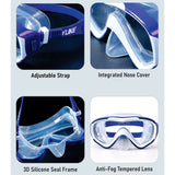 Snorkelling Scuba Diving Mask, Navy Blue Anti Fog Snorkelling-Style Swim Goggles for Kids & Adults, 10yrs and above