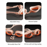 Peach Black Case Anti Fog UV Protection leakproof design Swim Goggles for Kids 4 yrs-10 yrs