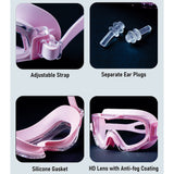 Pink 3 dash Glass panel styled Anti Fog UV Protection leakproof design Swim Goggles for 12 years + & Adults
