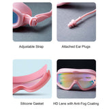 Pink Anti-Fog UV Protection Leakproof Swim Goggles for Kids, 7-15 Years