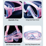 Snorkelling Scuba Diving Mask Pink Blue Anti Fog underwater snorkelling Goggles for Kids & Adults, 10yrs and above