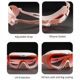 Pink with Coral Full Glass panel styled Anti Fog UV Protection leakproof design Swim Goggles for Adults