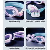 Pink & White Bow Face, Anti Fog UV Protection Leakproof Design Swim Goggles for Kids, 5yrs - 10yrs