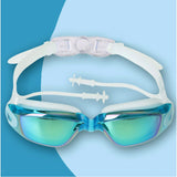 Shiny Blue Eyelid Style Anti Fog UV Protection leakproof design Swim Goggles for Kids 10yrs and above