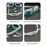 Shiny Blue Eyelid Style Anti Fog UV Protection leakproof design Swim Goggles for Kids 10yrs and above