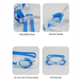 Tie Dye White with Blue Anti Fog UV Protection Leakproof Design Swim Goggles for Kids, 1yr-4yrs