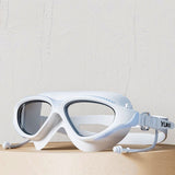 White with Light Blue Clip style Anti Fog UV Protection leakproof design Swim Goggles for Adults