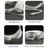 White with Light Blue Clip style Anti Fog UV Protection leakproof design Swim Goggles for Adults