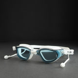 White Navy Cat eye Shape Frame Anti Fog UV Protection leakproof design Swim Goggles for Adults