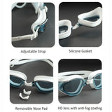 White Navy Cat eye Shape Frame Anti Fog UV Protection leakproof design Swim Goggles for Adults