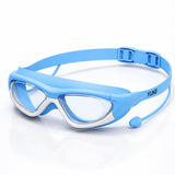 Blue Bordered White Anti Fog UV Protection Leakproof Design Swim Goggles for Kids, 5yrs - 10yrs