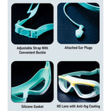 White Bordered Mint Anti Fog UV Protection Leakproof Design Swim Goggles for Kids, 5yrs - 10yrs