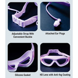 White Bordered Purple Anti Fog UV Protection Leakproof Design Swim Goggles for Kids, 5yrs - 10yrs