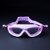 White Bordered Purple Anti Fog UV Protection Leakproof Design Swim Goggles for Kids, 5yrs - 10yrs