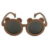 2d Ear Brown Frame Anti Ultraviolet Unisex Sunglasses for Toddlers with Satin Storage Pouch