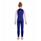 Dive 2-Piece Navy & Purple Front-Zip Jacket with Full Length Pants, 2.5mm Neoprene Kids Swimsuit with Free Washbag