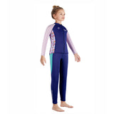 Dive 2-Piece Navy & Purple Front-Zip Jacket with Full Length Pants, 2.5mm Neoprene Kids Swimsuit with Free Washbag