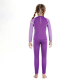 Dive 2-Piece set Purple & Pink Side Panel, Front-Zip Jacket with Full Length Pants, 2.5mm Neoprene Kids Swimsuit with Free Washbag