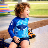 2 Pcs Anchor Fish , T-shirt & Shorts Set, Toddlers & Kids Swimwear with Free Wash Bag & Free Swim Detergent