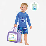 2 Pcs Cage Shark T-shirt & Shorts Set, Toddlers & Kids Swimwear with Free Wash Bag & Free Swim Detergent