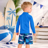 2 Pcs Cage Shark T-shirt & Shorts Set, Toddlers & Kids Swimwear with Free Wash Bag & Free Swim Detergent