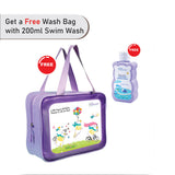 2 Pcs Live Dream , Pink & Blue Stripes Top & Skort Set, Toddlers & Kids Swimwear with Free Wash Bag & Free Swim Detergent