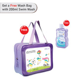 2 Pcs Pink Leaves Top & Leggings Set, Kids Swimwear with matching Swim Cap, plus Free Wash Bag & Free Swim Detergent