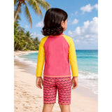 2 Pcs Pink & Yellow Penguin & Shorts Set, Toddlers & Kids Swimwear with Free Wash Bag & Free Swim Detergent