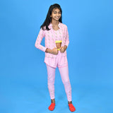 3pcs Pink Flower Power Matching Top,leggings & Jacket style Swimwear set for Pre Teens & Teens.