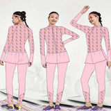 3 pcs Pink ThunderBolt Matching Top,Leggings & Jacket style Swimwear set for Pre teens & Teens