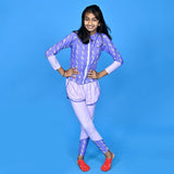 3 pcs Purple ThunderBolt Matching Top,leggings & Jacket style Swimwear set for Pre Teens & Teens