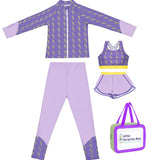 3 pcs Purple ThunderBolt Matching Top,leggings & Jacket style Swimwear set for Pre Teens & Teens