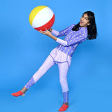 3 pcs Purple ThunderBolt Matching Top,leggings & Jacket style Swimwear set for Pre Teens & Teens