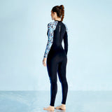 Full-Length Black & Blue Tropical Leaf Printed Teens and Adults Swimwear in UPF 50+ with Free Washbag