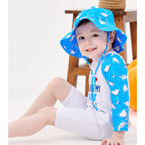 Blue Daddy Dino, Toddlers & Kids Swimwear with matching Hat, Free Wash Bag & Free Swim Detergent