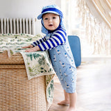 Blue Lhama, Toddlers & Kids Swimwear with long Cap Free Wash Bag & Free Swim Detergent